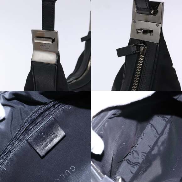 GUCCI Shoulder Bag Nylon Leather Black Silver 001 001 - Picture 11 of 12